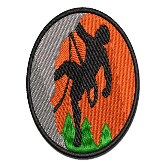Rock Climbing Moon Stone Wall Mountain Cliff Multi-Color Embroidered Iron-On or Hook & Loop Patch Applique {1}