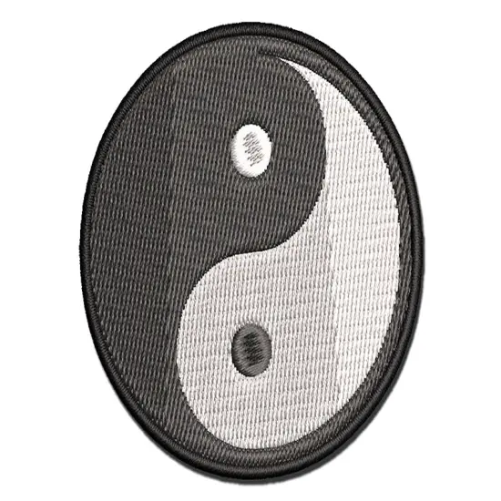 Yin and Yang Symbol Multi-Color Embroidered Iron-On or Hook & Loop Patch Applique {1}