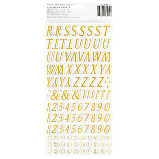 American Crafts A Perfect Match Thickers Stickers 200/Pkg-Alpha, Gold Foil {3}