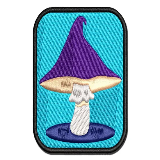 Whimsical Magical Wizard Cap Mushroom Fungi Multi-Color Embroidered Iron-On or Hook & Loop Patch Applique {1}