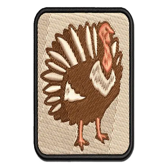 Proud Standing Turkey Multi-Color Embroidered Iron-On or Hook & Loop Patch Applique {1}