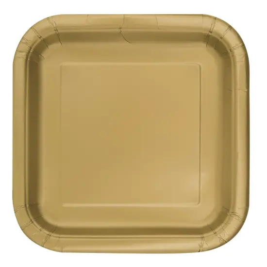 Gold Solid Square 7" Dessert Plates, 16ct {1}