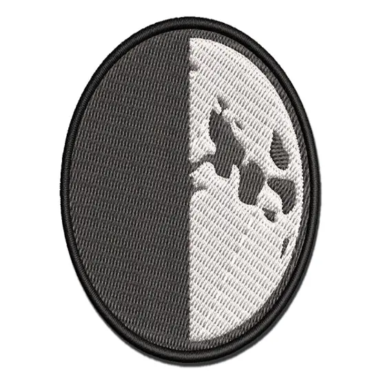 Quarter Moon Phase Multi-Color Embroidered Iron-On or Hook & Loop Patch Applique {1}