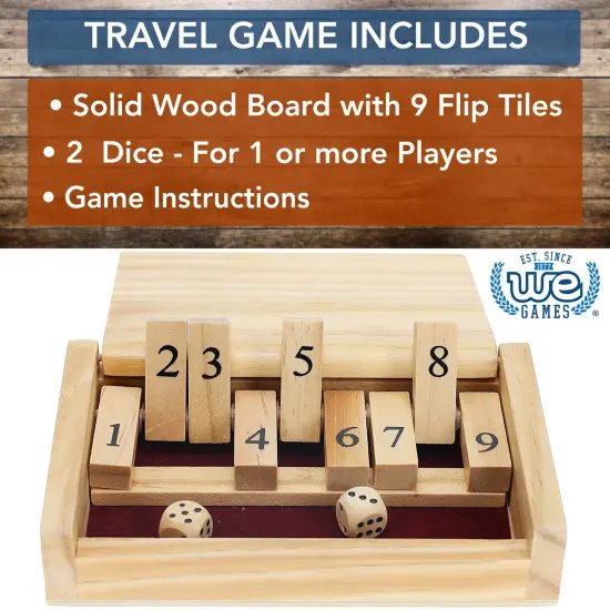WE Games Mini 9 Number Shut The Box Game Wooden - 5.5 inches {3}