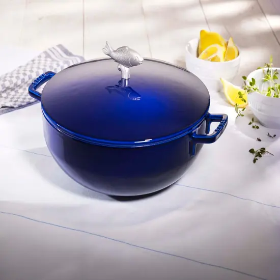 Staub Cast Iron 5-qt Bouillabaisse Pot - Dark Blue {4}