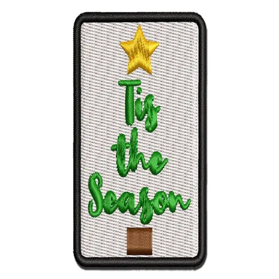 Tis the Season Christmas Tree Multi-Color Embroidered Iron-On or Hook & Loop Patch Applique {1}