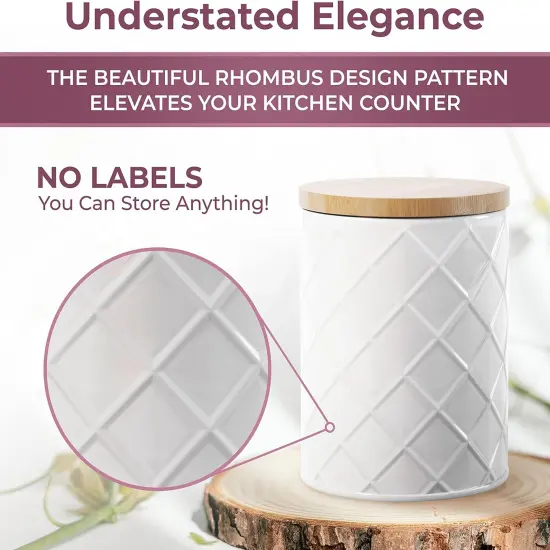 Farmhouse White Metal Canister Set - Airtight Kitchen Storage (Set of 4) {4}