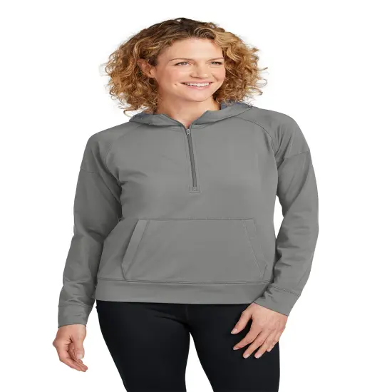Sport-Tek&reg; Ladies Stretch 1/2-Zip Hoodie Charcoal grey {4}