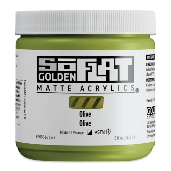Golden SoFlat Matte Acrylic Paint - Olive, 473 ml, Jar {1}