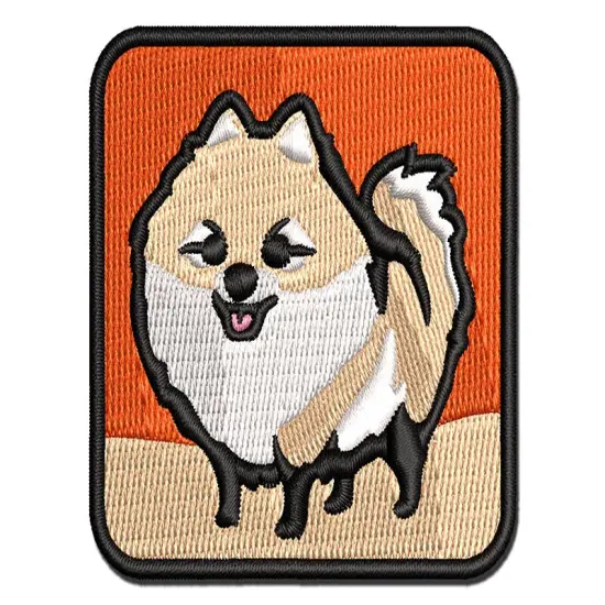 Perky Pomeranian Pup Dog Pet Multi-Color Embroidered Iron-On or Hook & Loop Patch Applique {1}