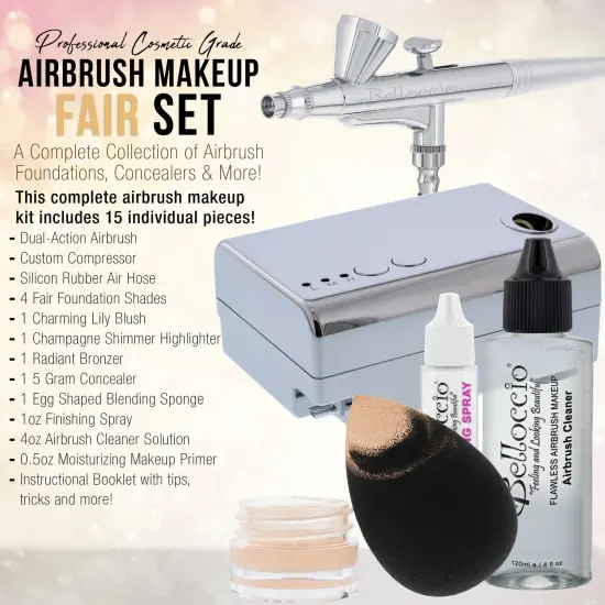 Belloccio Professional Beauty Airbrush Cosmetic Makeup System with 4 Fair Shades of Foundation in 1/4 oz Bottles {2}