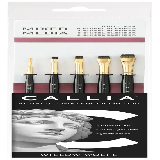 Willow Wolfe Callia Artist Mixed Media Blending Brush Set-Liner and Chisel Blenders {1}