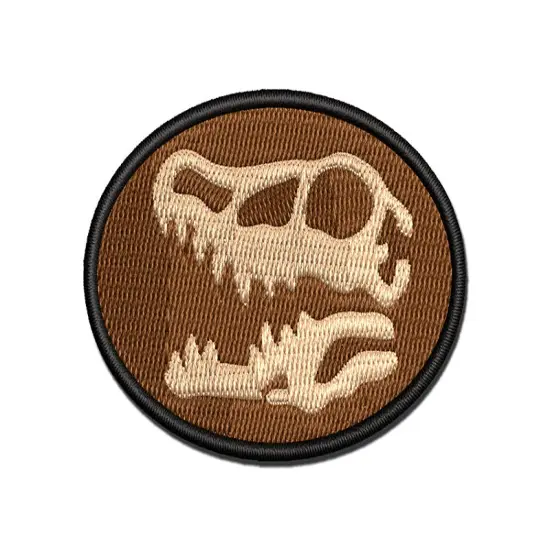 Velociraptor Skull Dinosaur Fossil Bone Multi-Color Embroidered Iron-On or Hook & Loop Patch Applique {1}