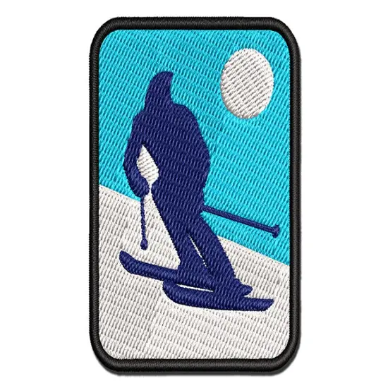 Skiing Skier Solid Multi-Color Embroidered Iron-On or Hook & Loop Patch Applique {1}