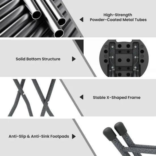 Costway 1/2 PCS 18"HFolding Stool Portable & Foldable Camping Chair with Built-in Handle Black {6}