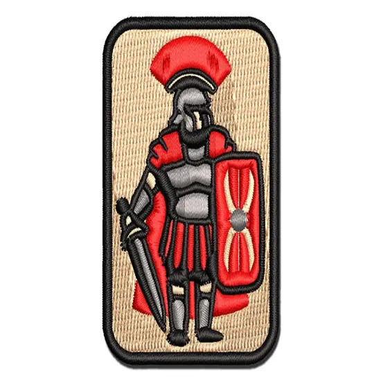 Roman Soldier Centurion Sword Shield Multi-Color Embroidered Iron-On or Hook & Loop Patch Applique {1}