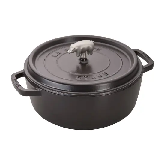 STAUB Cast Iron 6-qt Cochon Shallow Wide Round Cocotte {6}