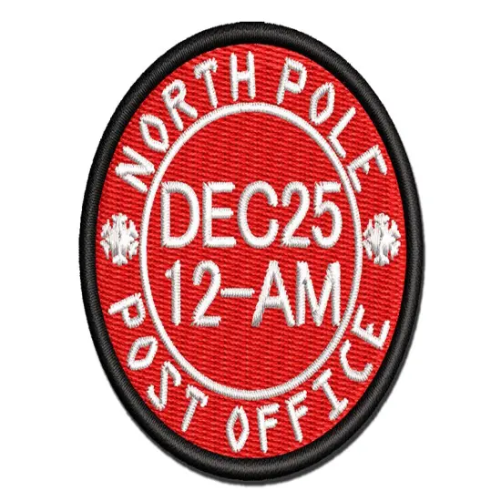 North Pole Christmas Postmark Santa Claus Mail Stamp Multi-Color Embroidered Iron-On or Hook & Loop Patch Applique {1}