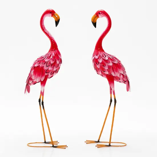 Costway 2-Piece Metal Crane/Flamingo Garden Statue Sculpture Set Outdoor Yard Lawn Decoration {8}