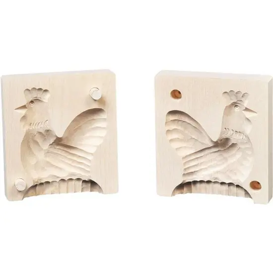 Salewsky Jurgen German Hand Made Finely Carved 2 Piece Butter Mold Rooster Design {1}