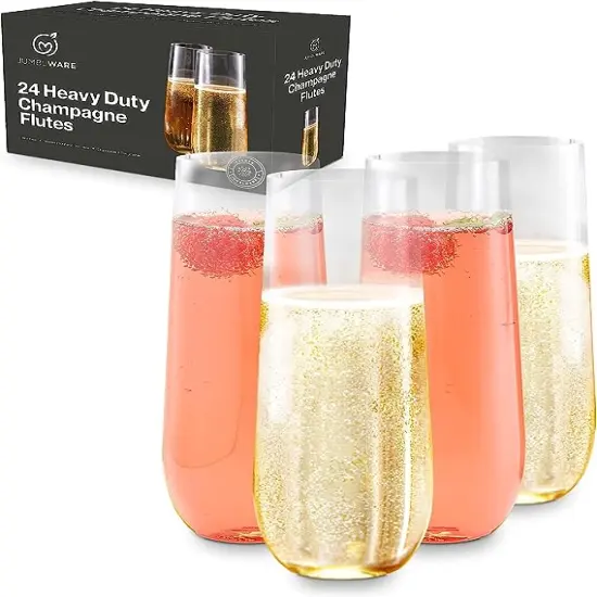 JumblWare 24 9-oz. Stemless Disposable Plastic Champagne Flutes, Clear {1}
