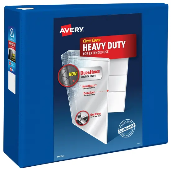 Avery Heavy-Duty View 3 Ring Binder, 4" One Touch EZD Rings, 4.5" Spine, 1 Pacific Blue Binder (79814) {1}