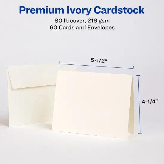 Avery Printable Note Cards with Envelopes, 4.25" x 5.5", Ivory with Embossed Border, 60 Blank Note Cards for Inkjet Printers (8317) {5}