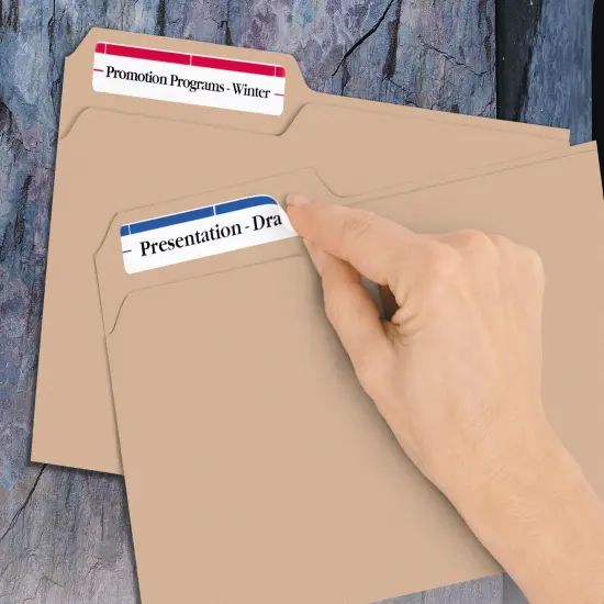 Avery File Folder Labels with Sure Feed, 2/3" x 3-7/16", 750 Printable Labels, Removable, Assorted (6466) {6}