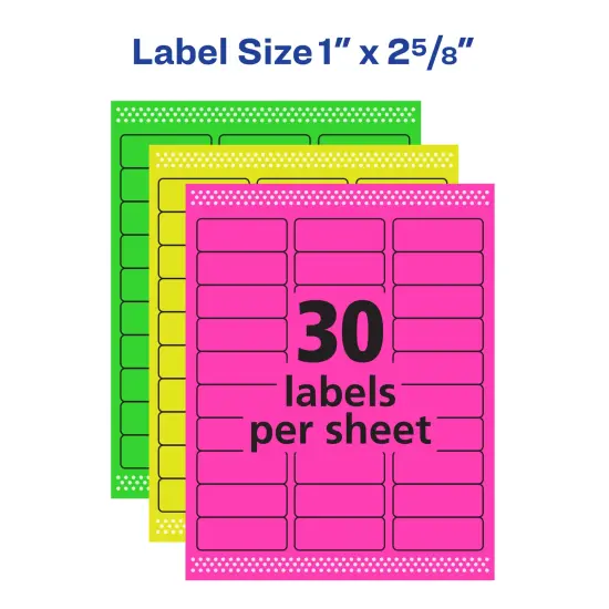 Avery Multipurpose Labels, Removable, Assorted Neon, 1 x 2.625 Inches, Pack of 360 (6479) {5}