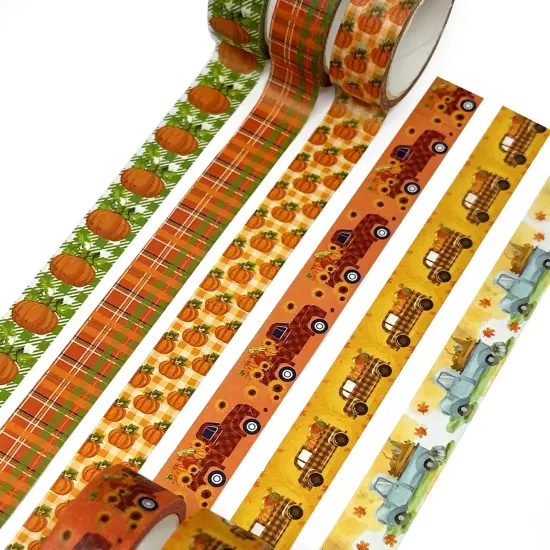 Wrapables Decorative Washi Tape for Scrapbooking, Stationery, Diary, Card Making (12 Rolls), Pumpkin Fun {3}