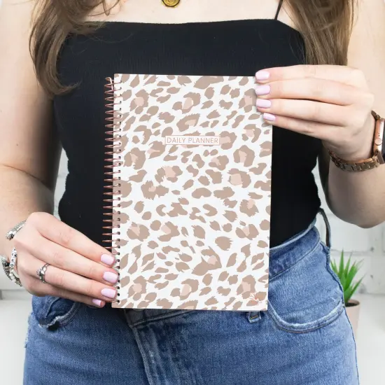 bloom daily planners Undated Soft Cover Planner, 5.5" x 8.25", Tan Leopard {2}