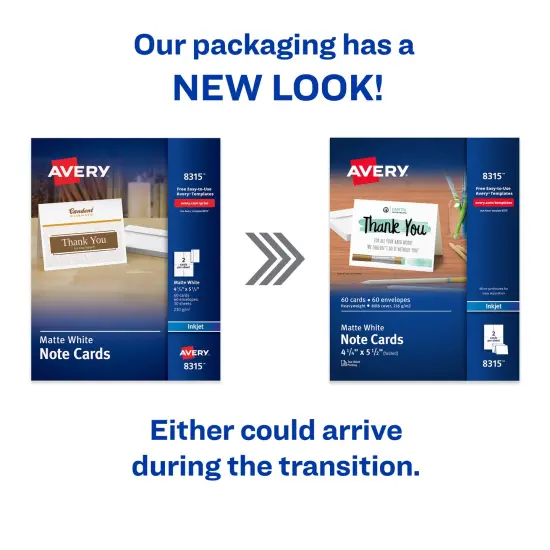 Avery Printable Note Cards with Envelopes, 4.25" x 5.5", Matte White, 60 Blank Note Cards for Inkjet Printers (8315) {2}