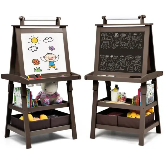 3 in 1 Double-Sided Storage Art Easel Coffee {6}