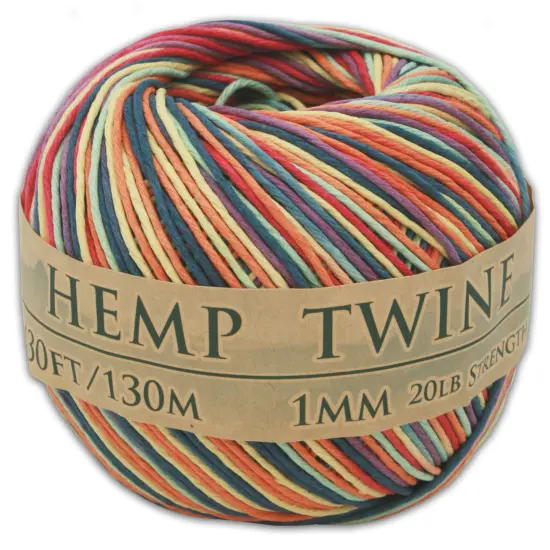 Hemptopia, Hemp Twine Ball, 430ft, 20lb test strength, Multiple colors, All Natural Rainbow {2}
