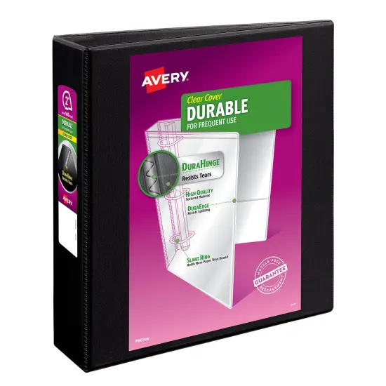Avery Durable View 3 Ring Binder, 2 Inch EZD Rings, 1 Black Binder (09500) {1}