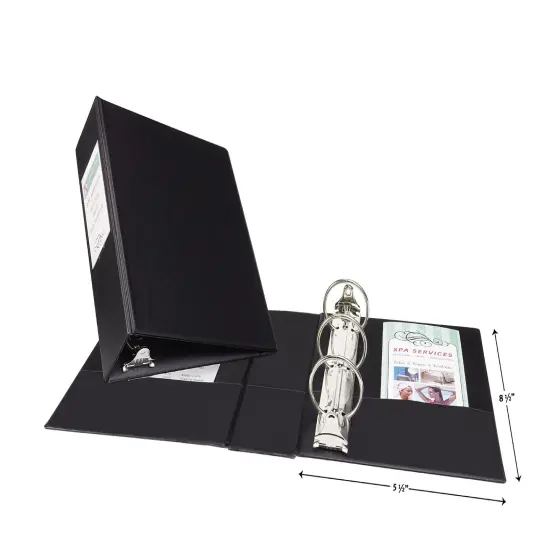 Avery Mini 3 Ring Binder, 5.5" x 8.5", 2" Round Rings, 375-Sheet Capacity, 2.8 Inch Wide Spine, Great for Home, School Supplies, Office, or Organization Needs, 1 Black Binder (27554) {4}