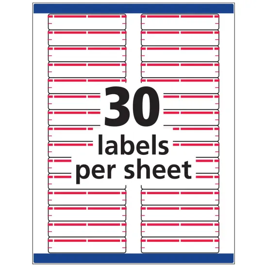 Avery TrueBlock File Folder Labels, 2/3" x 3-7/16", 1,500 Printable Labels, White/Red (5066) {5}