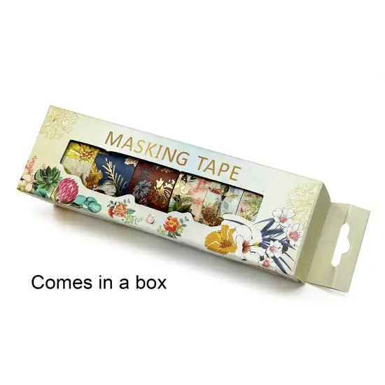 Wrapables Nature Metallic Foil Washi Tape Set for Scrapbooking, Stationery, Diary, Card Making Floral Bloom {4}