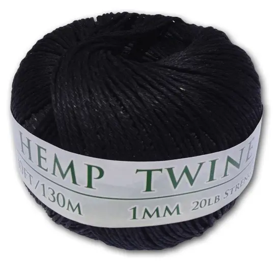 Hemptopia, Hemp Twine Ball, 430ft, 20lb test strength, Multiple colors, All Natural Black {2}