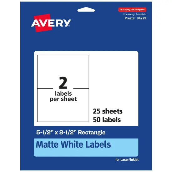 Avery Matte White Rectangle Labels, 5-1/2" x 8-1/2" {6}