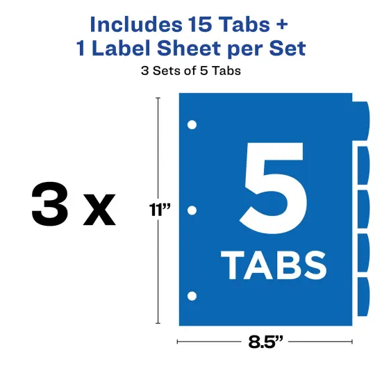 Avery + Amy Tangerine Designer Collection Big Tab Dividers for 3 Ring Binders, 5-Tab Sets, Rainbow Vibes, 3 Binder Divider Sets (01740) {4}