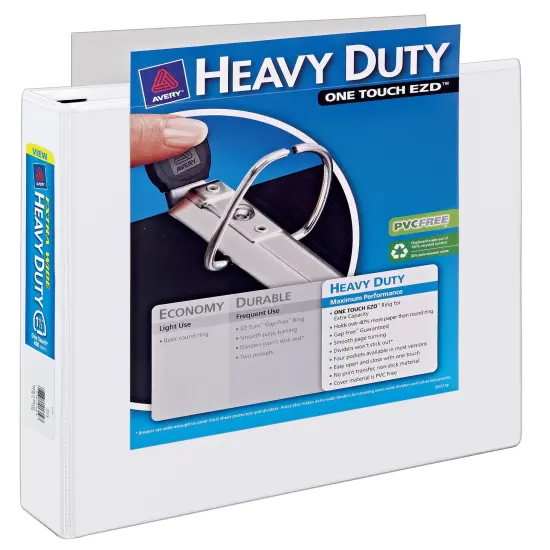 Avery Heavy-Duty View 3 Ring Binder, Extra Wide, 1.5" EZD Rings, 1 White Binder (01319) {1}
