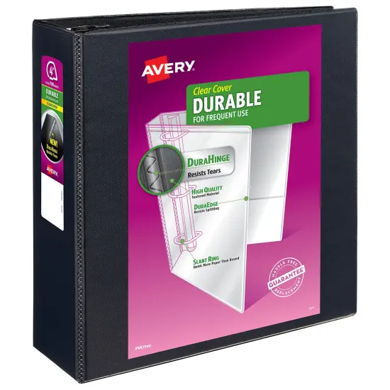 Avery Durable View 3 Ring Binder, 4"EZD Rings, 1 Black Binder (09800) {1}