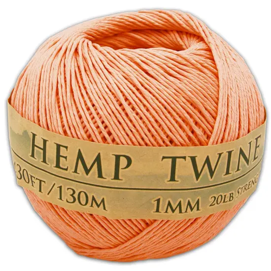Hemptopia, Hemp Twine Ball, 430ft, 20lb test strength, Multiple colors, All Natural Tropical coral {2}
