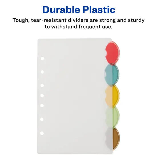 Avery Insertable Style Edge Plastic Mini Dividers for 3 Ring Binders, 5.5" x 8.5", 5-Tab Sets, Multicolor, 4 Sets (21118) {4}