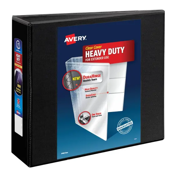 Avery Heavy-Duty View 3 Ring Binder, 3" One Touch EZD Rings, 3.5" Spine, 1 Black Binder (79693) {1}