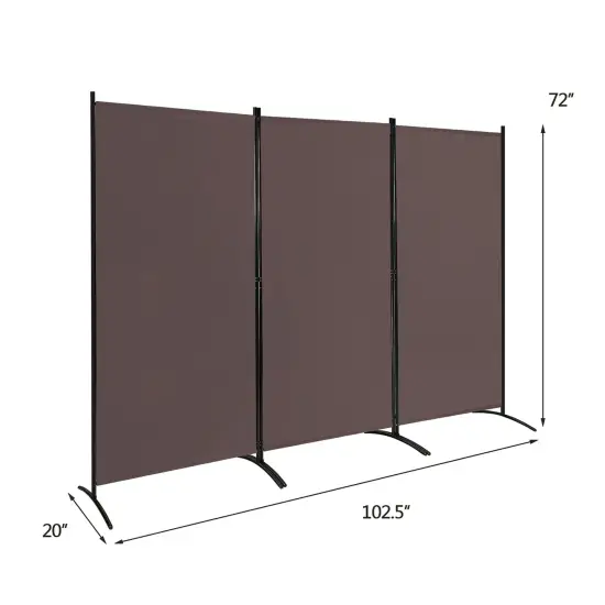Costway 3-Panel Room Divider Folding Privacy Partition Screen for Office Room White\Black\Brown {8}
