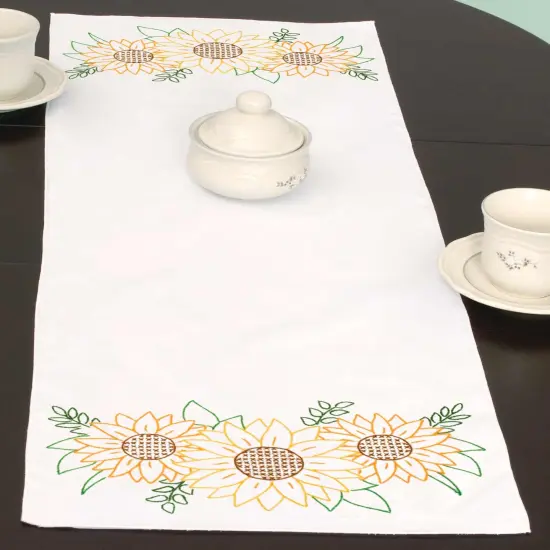 Jack Dempsey Stamped Table Runner/Scarf 15"X42"-Golden Sunflowers {4}