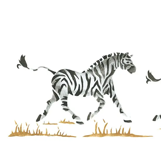 Running Zebras Wall Stencil Border | 2900 by Designer Stencils | Animal & Nature Stencils | Reusable Art Craft Stencils for Painting on Walls, Canvas, Wood | Reusable Plastic Paint Stencil for Home Makeover | Easy to Use & Clean {2}