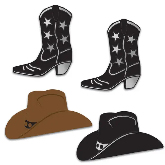 Foil Cowboy Hat & Boot Silhouettes, (Pack Of 12) {1}